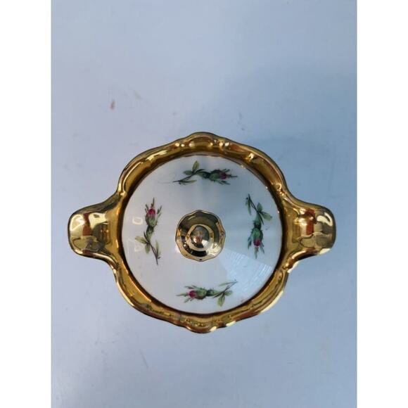 Bareuther Waldsassen Bavaria Pink Rose Porcelain Sugar Bowl w/ Gold Trim Handles - Picture 4 of 11